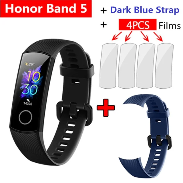 Black add Darkblue В, умный Браслет huawei Honor band 5 AMOLED, кислородный фитнес-трекер для измерения сердечного ритма и сна, плавательные часы PPG - Цвет: Black add Darkblue