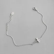 Стерлинговое Серебро 925 пробы, браслет с крестом, Женская цепочка, pulseira feminina, модные женские серебряные браслеты-обручи, 925 ювелирные изделия