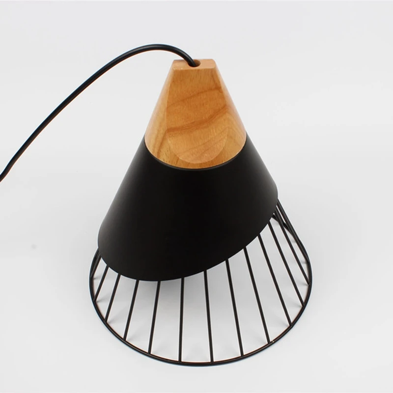 

New Nordic Pendant Light Wooden Pendant Lamp For Home Lighting Modern Hanging Lamp Lampshade Led Bulb Kitchen Light Black