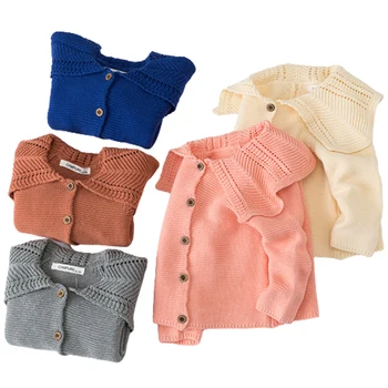 

Baby Girls Cardigan 0-3 Years Old Baby Sweater Autumn Winter Lotus Leaf Collar Solid Color Children's Sweater Kids Baby Cardigan