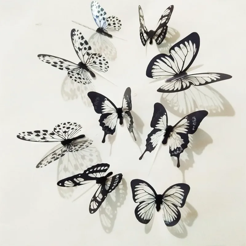 18 pcs/lot 3d effet cristal papillons autocollant mural beau papillon pour enfants chambre stickers muraux d&eacute;coration de la mais