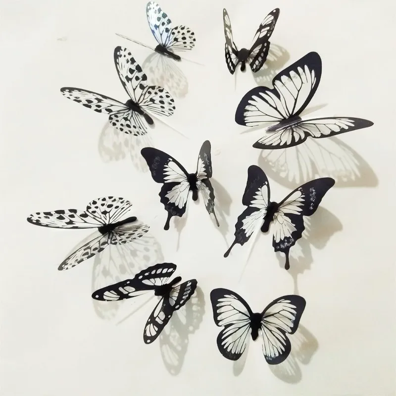 Sticker Papillon Noir et Blanc,18 Pcs DIY Papillons Stickers