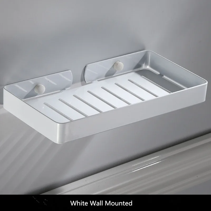 white without hook Vidric черная полка для ванной комнаты без крючка угловая полка Косметическая полка из нержавеющей стали душевая стойка для ванной комнаты органайзер для хранения - Цвет: white without hook