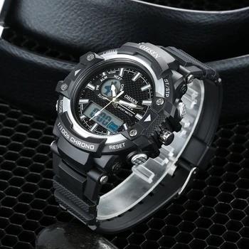 

Digital Quartz Diving Mens Wristwatch Relogios Fashion White Outdoor Sport Silicone Man Watch Alarm stopwatch dual display clock
