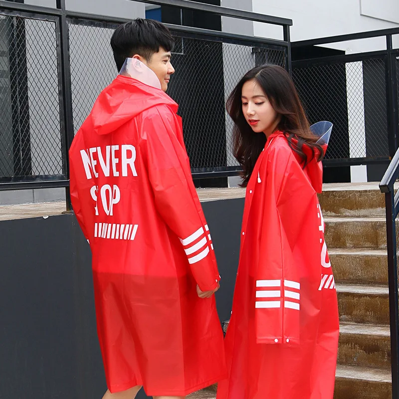 

Lovers Raincoat Fashion Couple Transparent Women Rainwear EVA Men Raincoats Rain Coat Adult Hiking Rain Poncho For Climbing