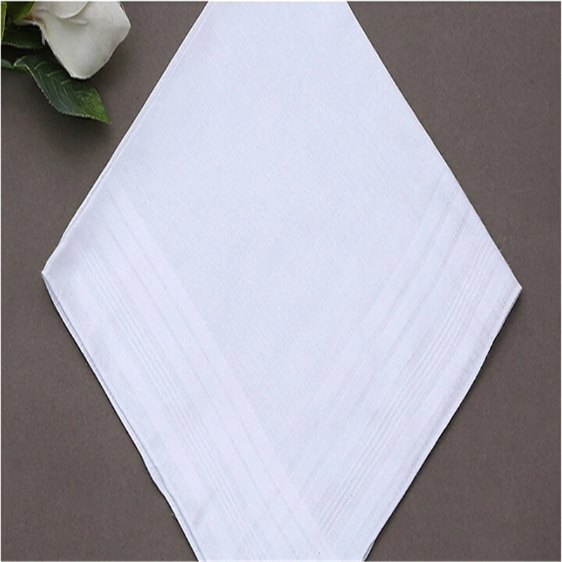  2019 12 Pcs Men Women 100% Cotton Handkerchiefs Soft Washable White Handkerchiefs Hand Towel