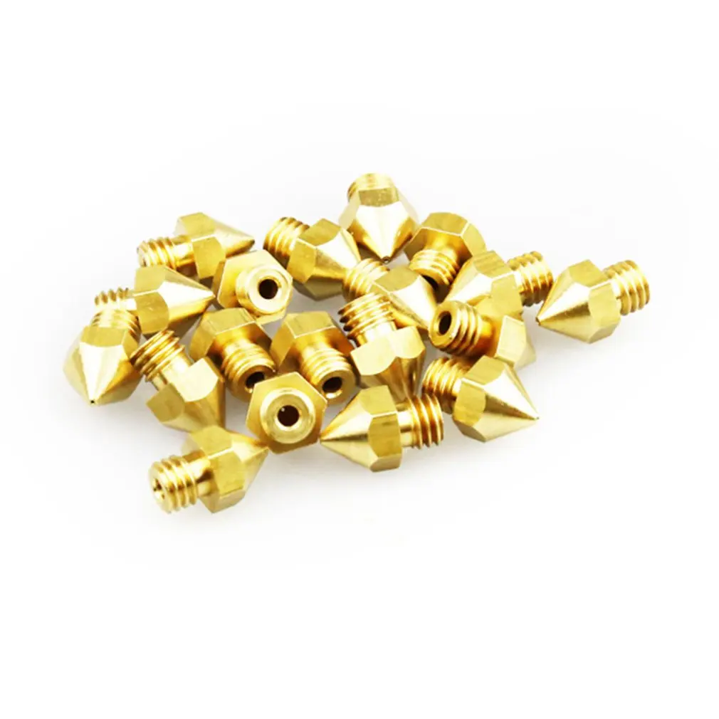 Anet 3d printer nozzles 1pcs 0.2/0.3/0.4/0.5mm mixed M6 extruder MK8 Copper Nozzle for a6 a8 e10 e12 reprap I3 3D accessories