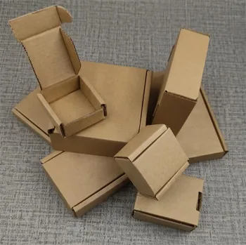 

5pcs 5*5*2cm Mini Kraft Paper Shipping Box Thick Paperboard Aircraft Box Craft Jewelry Handmade Packaging Gift Box