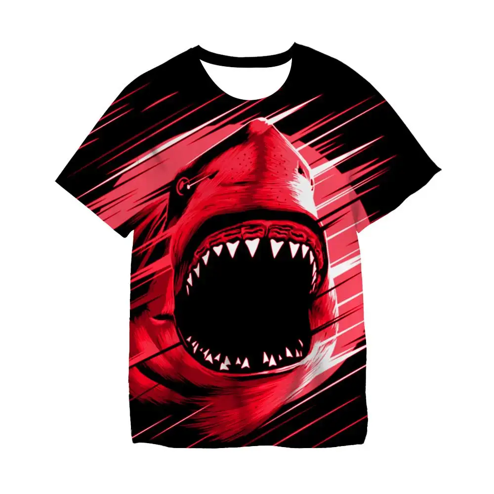 Children Boys 3D Cartoon T-shirt Animal Shark Print Shirt Girls Tops Kids Clothes 2022 Summer Children’s Clothing | Мать и ребенок