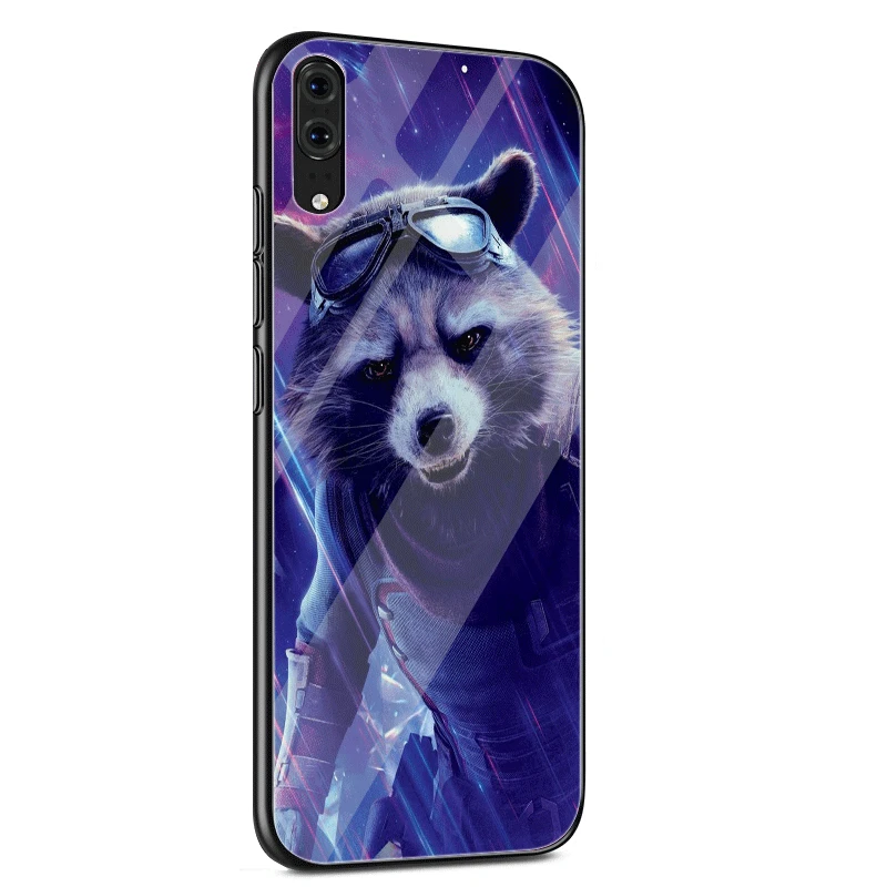 Чехол из стекла для huawei P10 P20 P30 Lite Pro P Smart mate 10 20 Lite Y6 Y9 Honor 7A 8X9 10 Cover Guardian Rocket енот Shell - Цвет: G8