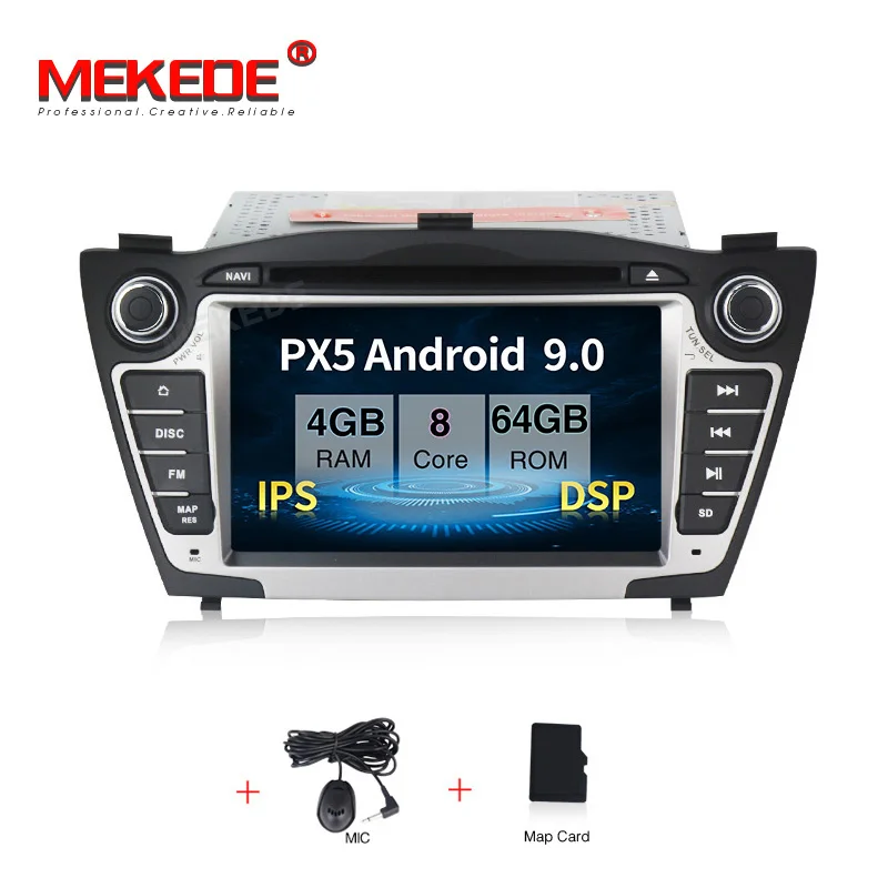 car dvd MEKEDE ips экран DSP Android 9,0 автомобильный мультимедийный dvd gps плеер для hyundai IX35 с RDS радио bluetooth wifi 4G - Цвет: car dvd