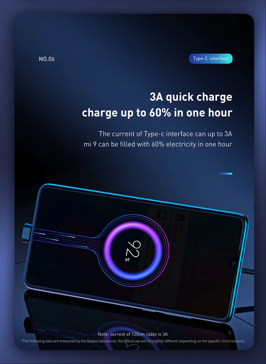 Baseus всасывающий кабель usb type C для Xiaomi mi 9 iPhone 8 X Xs Max зарядный кабель USB C кабель type C провод дизайн для Ga mi ng провод