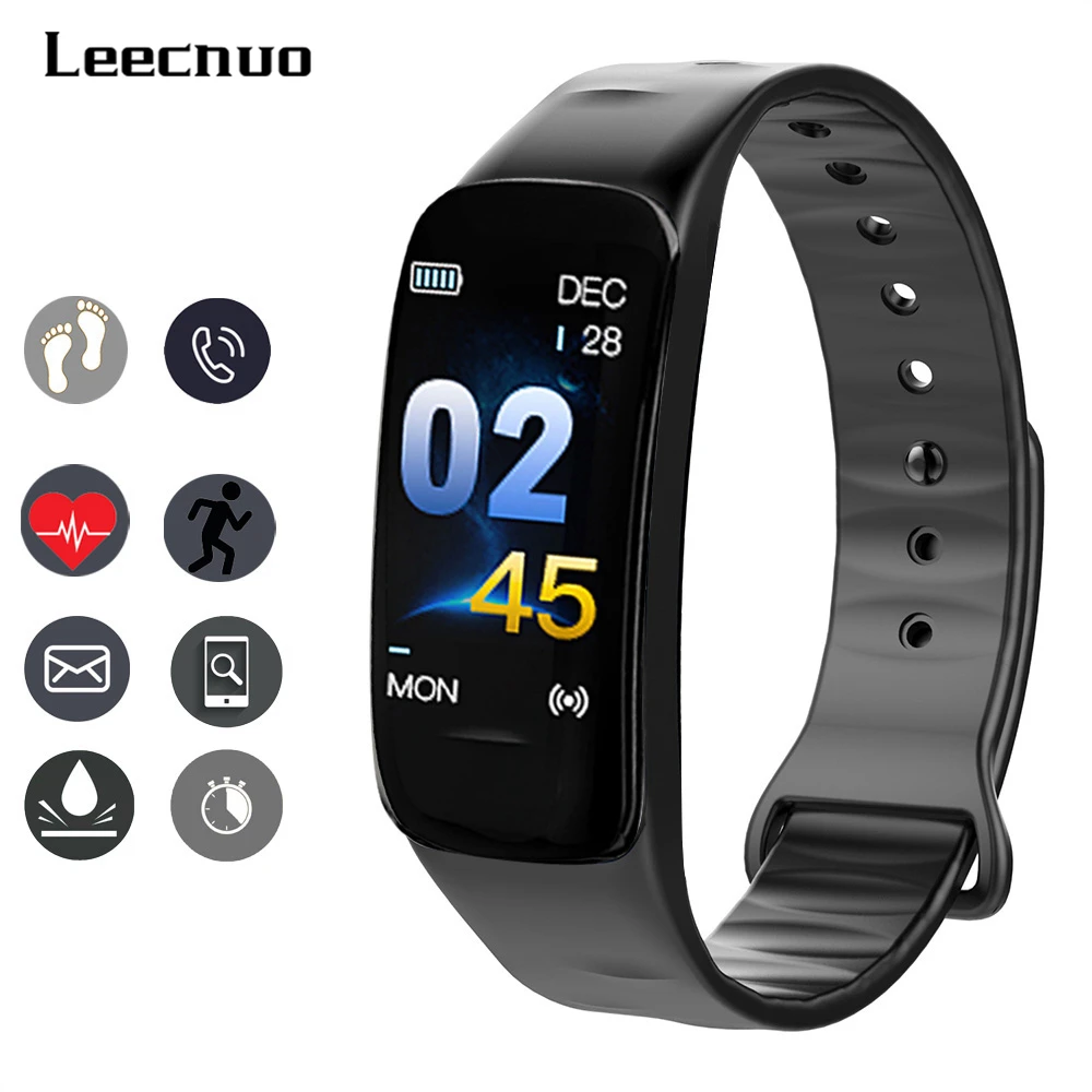 Leecnuo C1Plus умный браслет с цветным экраном, измеритель артериального давления, фитнес-трекер, пульсометр, умный спортивный браслет