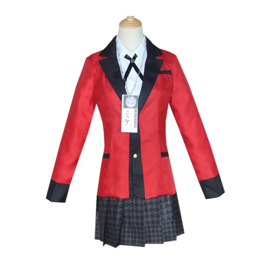 Аниме Kakegurui Косплей костюмы Runa Yomozuki Толстовка школьная форма парик костюм на