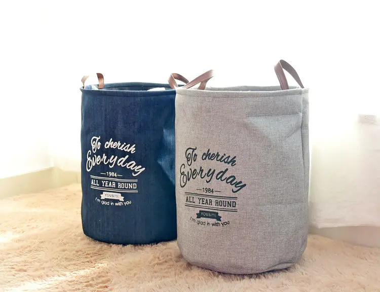 High quality Basket Stand Laundry Basket Toy Storage Box Large Bag Cotton Washing Dirty Clothes Big Basket Organizer Bin Handle (2)