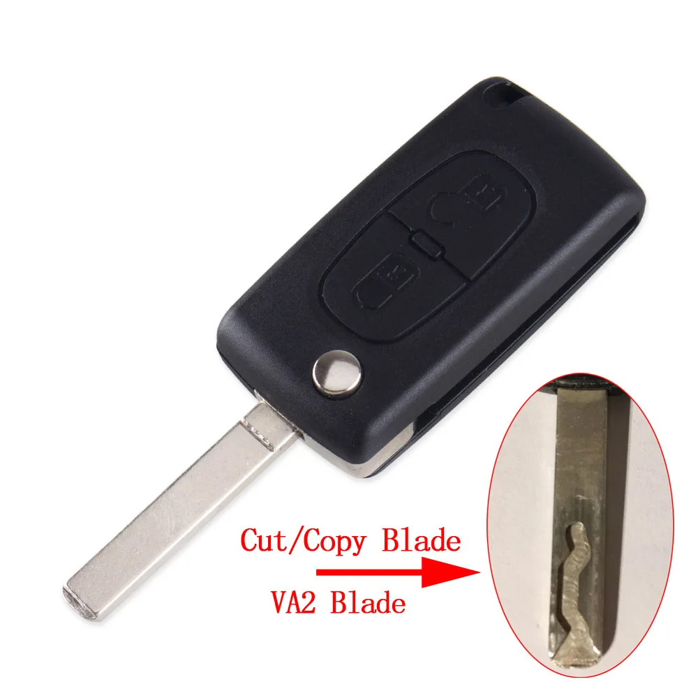 KEYYOU 2 кнопки флип складной автомобиль дистанционного ключа корпус для peugeot 306 407 807 с резки VA2 лезвие CE0523