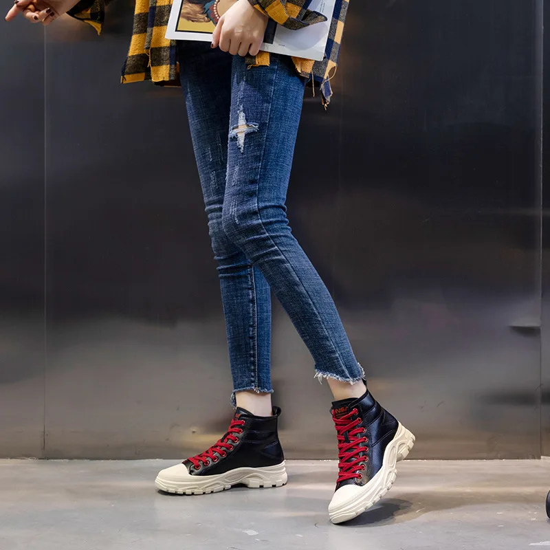 

Women Split Leather Ankle Boots Female Cow Leather Black Boots Spring/Autumn/Winter Casual Lady Shoes Woman Footwear