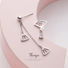 Thaya, розовые асимметричные серьги для девушек, 925 серебро, модные серьги-гвоздики для девочек, специальное ювелирное изделие