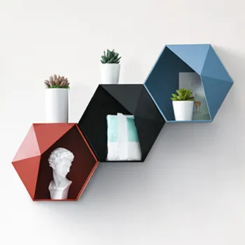 

Wall Mounted Geometric Shelf Nordic Hexagon Shelf Wall Hanging Rack Honeycomb Bathroom Living Room Shelves Organizer Box #LR3