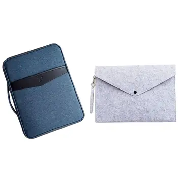 

Light Grey 1PC Simple A4 Big Capacity Document Bag & 1x Business Multifunctional A4 Document Bags (Dark Blue)