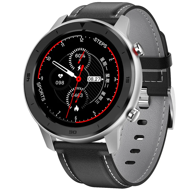 Black Silver Leather Мужские Смарт-часы Timewolf с большим экраном, IP68, водонепроницаемые Смарт-часы, Android, кровяное давление, пульсометр, Смарт-часы для мужчин, для IOS телефона - Цвет: Black Silver Leather