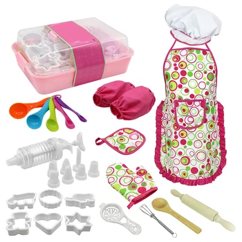

18PCS Kitchen Kids Chef Set DIY Cooking Baking Suit Toys Set Pretend Clothes Apron Gloves Children's Kitchen Gift Dropshipping