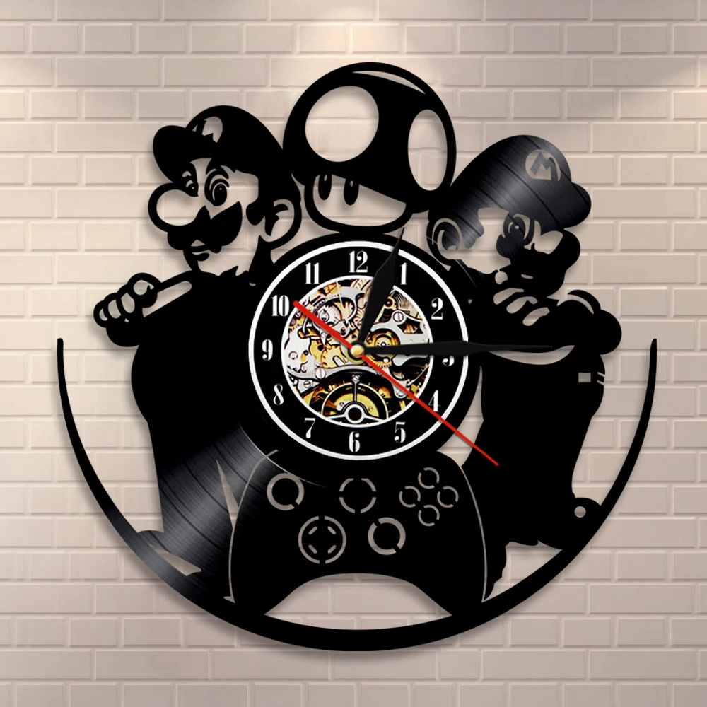 Classic Video Game Wall Art Clock Vintage Vinyl Record Room Decor Retro 80s Gift For Boys | Дом и сад