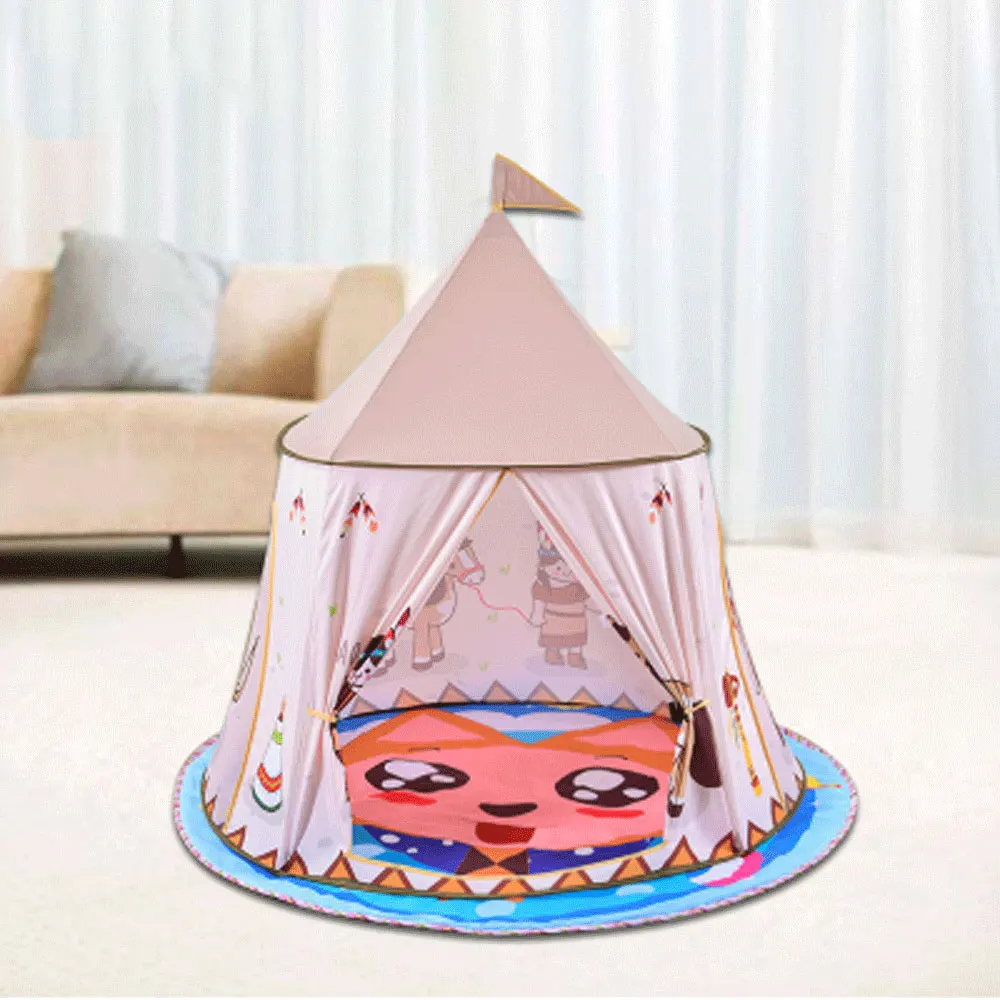 1,23 м детская палатка Tipi индийский мультяшный круглый низ детская игровая палатка портативная Принцесса замок игровой домик висячий флаг детские палатки