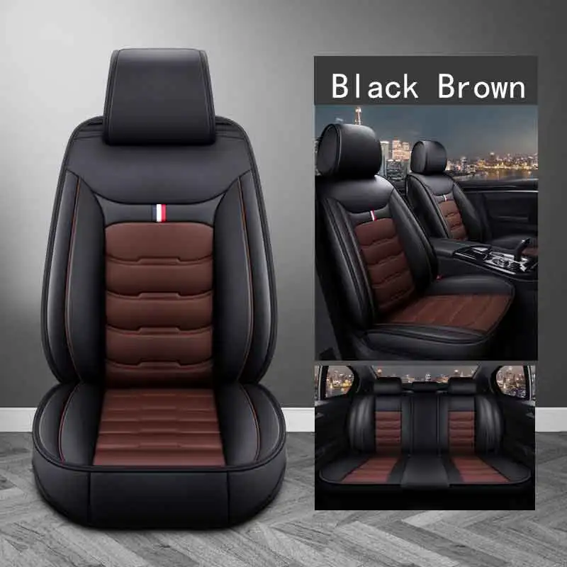 Black Brown Кожаный чехол для сидения автомобиля протектор подушки сиденья аксессуары для audi a3 8p 8v sportback avant a4 b5 b9 a5 a6 c5 c6 a7 a8l 4f Rline - Название цвета: Black Brown