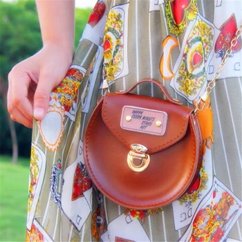 

Summer Women PU Leather Chain Mini Crossbody Bags Round Shoulder Bag Protable Handbags Female Circle Chain Mini Messenger Bags