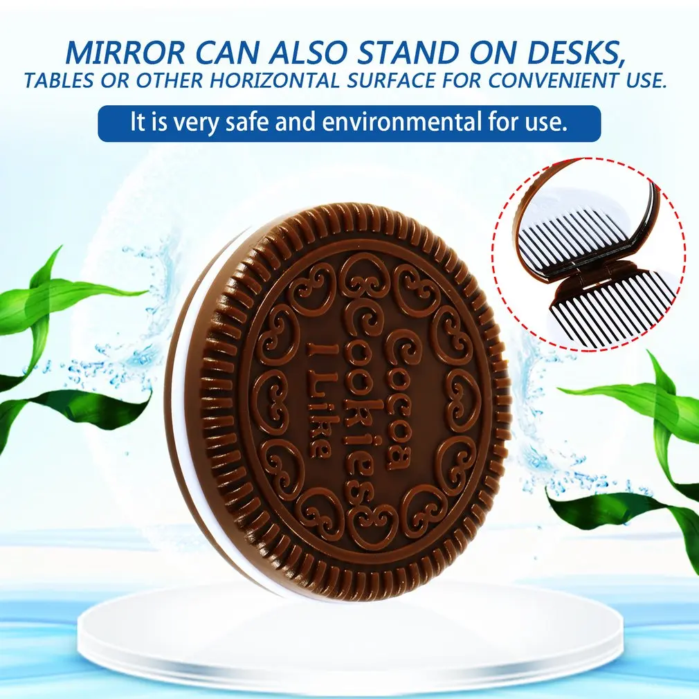 Акция Новое поступление супер предложения коричневый милый дизайн в форме печенья зеркало для макияжа шоколадный гребень карманное зеркало может стоить зеркало