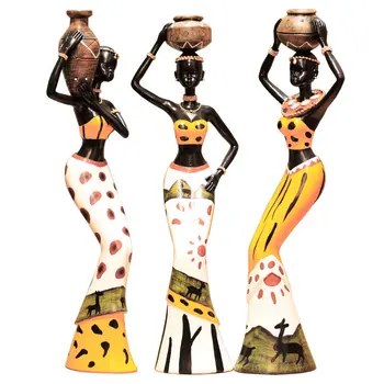 

[MGT]Creative Retro African Woman Resin Decoration African Character Home Decoration Crafts Statue Decoration