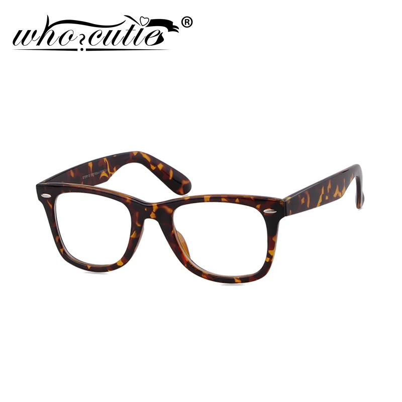WHO CUTIE 2020 Tortoise Shell Glasses Women Men Brand Design Rivet Square Frame Optical Lens Leopard Purple Eyeglasses S244 | Аксессуары