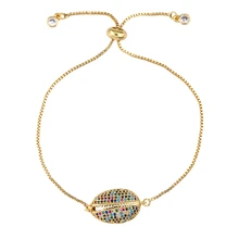 Новинка, Набор радужных теннисных браслетов, красочные циркониевые цепи, голубой сглаза, раковина, крест, модные золотые браслеты, ювелирные изделия для женщин