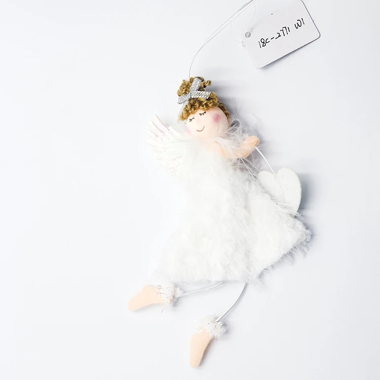 Милая плюшевая Рождественская Кукла-подвеска в виде ангела белого цвета, креативные Новогодние украшения для дома, украшения для рождественской елки, подвесные игрушки - Цвет: Heart