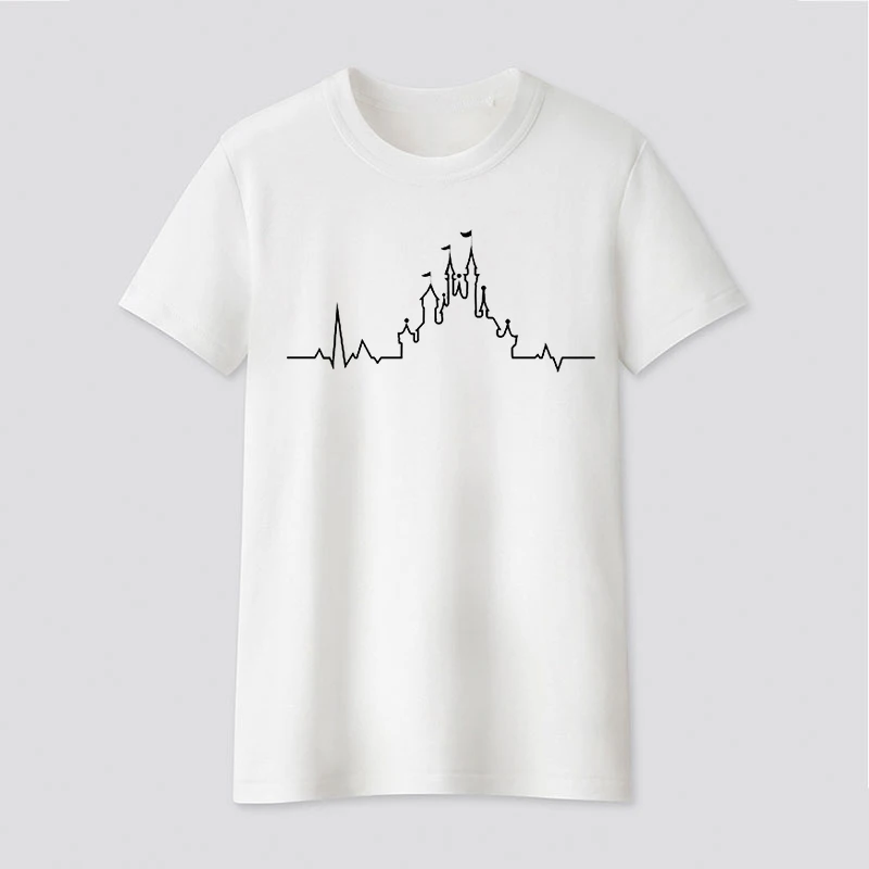 Graphic tees tops Beating heart theme tshirts women funny t shirt white Tops casual short Camisetas Mujer_T-Shirt