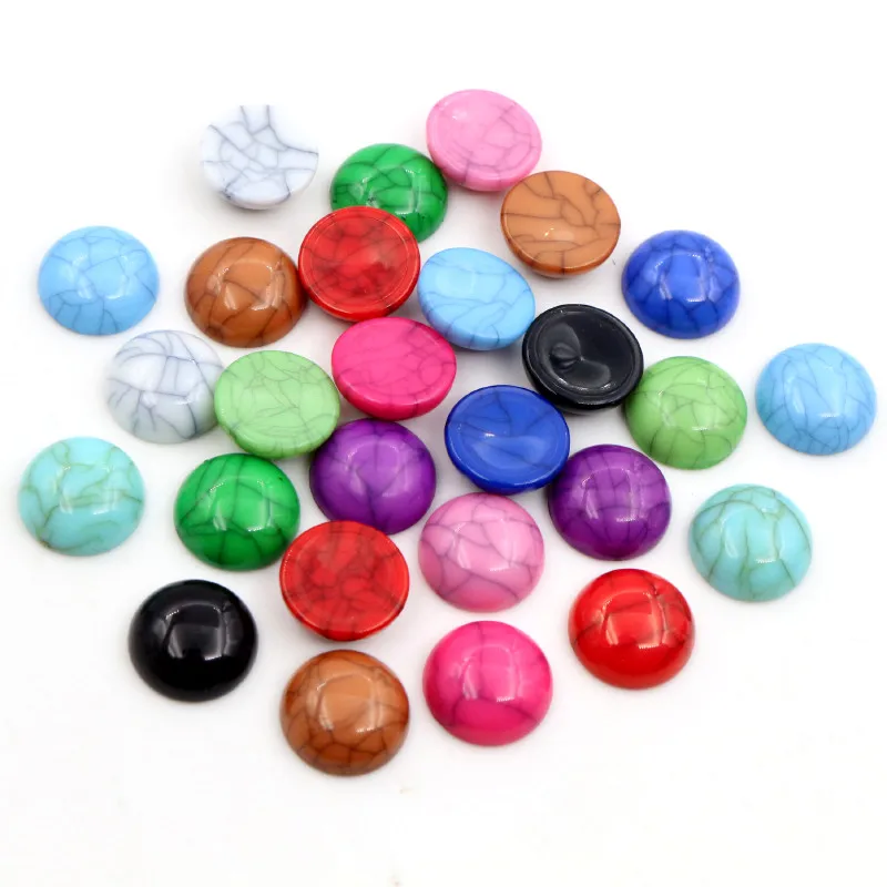 

New Fashion 40pcs/lot 12mm 8mm 10mm Mix Fashion Colors Crack Style Flat Back Resin Cabochons Cameo