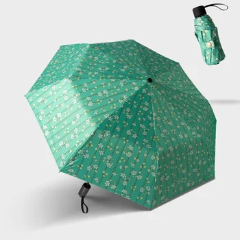 

Mini Pocket Umbrella Rain Women Small Three /Five Folding Umbrellas Compact Sun/Rain Women's Flower Sunshine Umbrella Sunshade