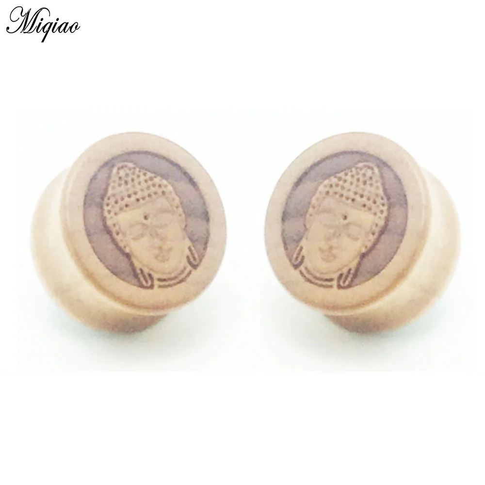 

Miqiao 2pcs Hot New Buddha Head Wood Ear Expander 10mm-20mm Solid Ear Device Stick Human Body Piercing Jewelry EAR TUNNEL