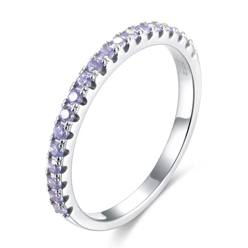 Purple CZ Tigrade, 925 пробы, серебряные кольца для женщин, обручальное кольцо, кубический цирконий, тонкое 2 мм кольцо, модное женское S925 ювелирное изделие, Размер 3 - Цвет основного камня: Purple CZ