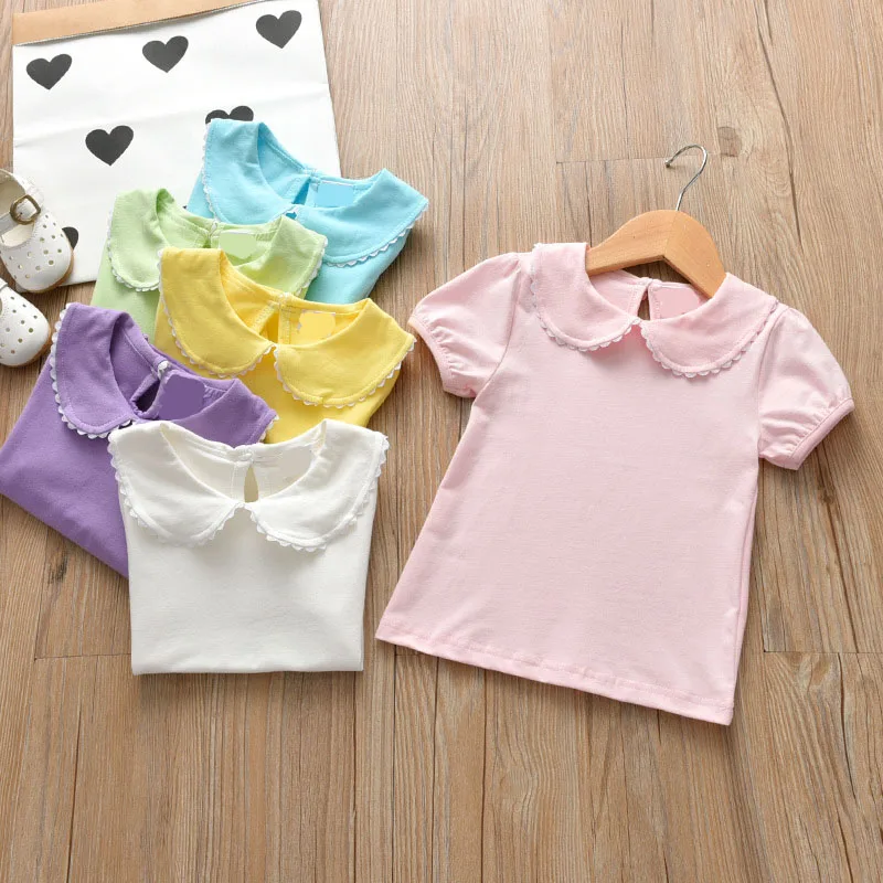 Футболки для девочек; Детская летняя одежда; детская футболка с короткими рукавами; рубашки для маленьких девочек; топы; блузка для маленьких девочек