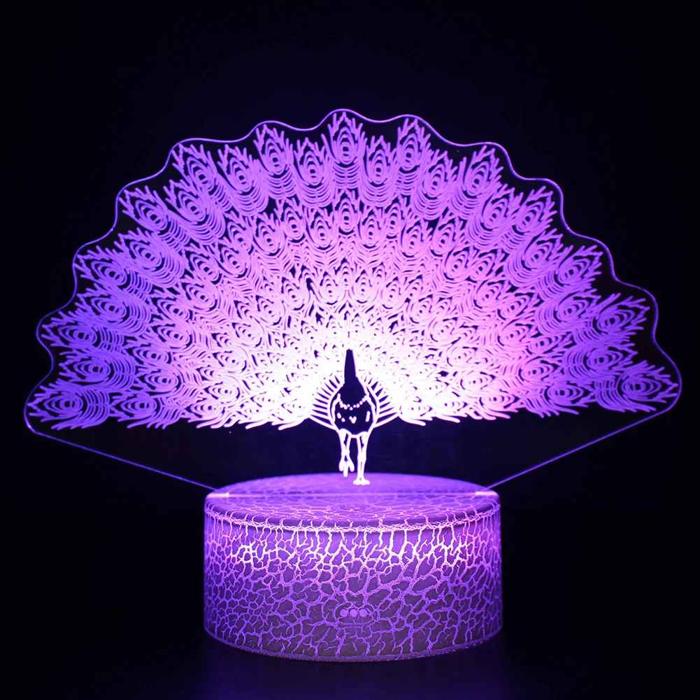 Home USB Powered Remote Control Touching Sensor 3D Decorative Multifunctional Night Light Color Changing Animal Gift Stand