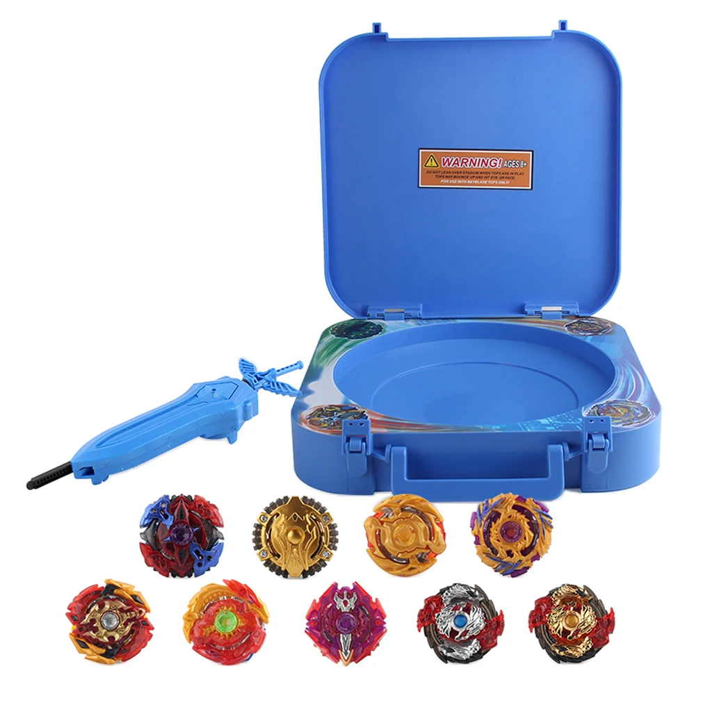9 Pieces Spinning Tops Burst Grip Launcher Arena Battle Toys Luxury Sets with Storage Box