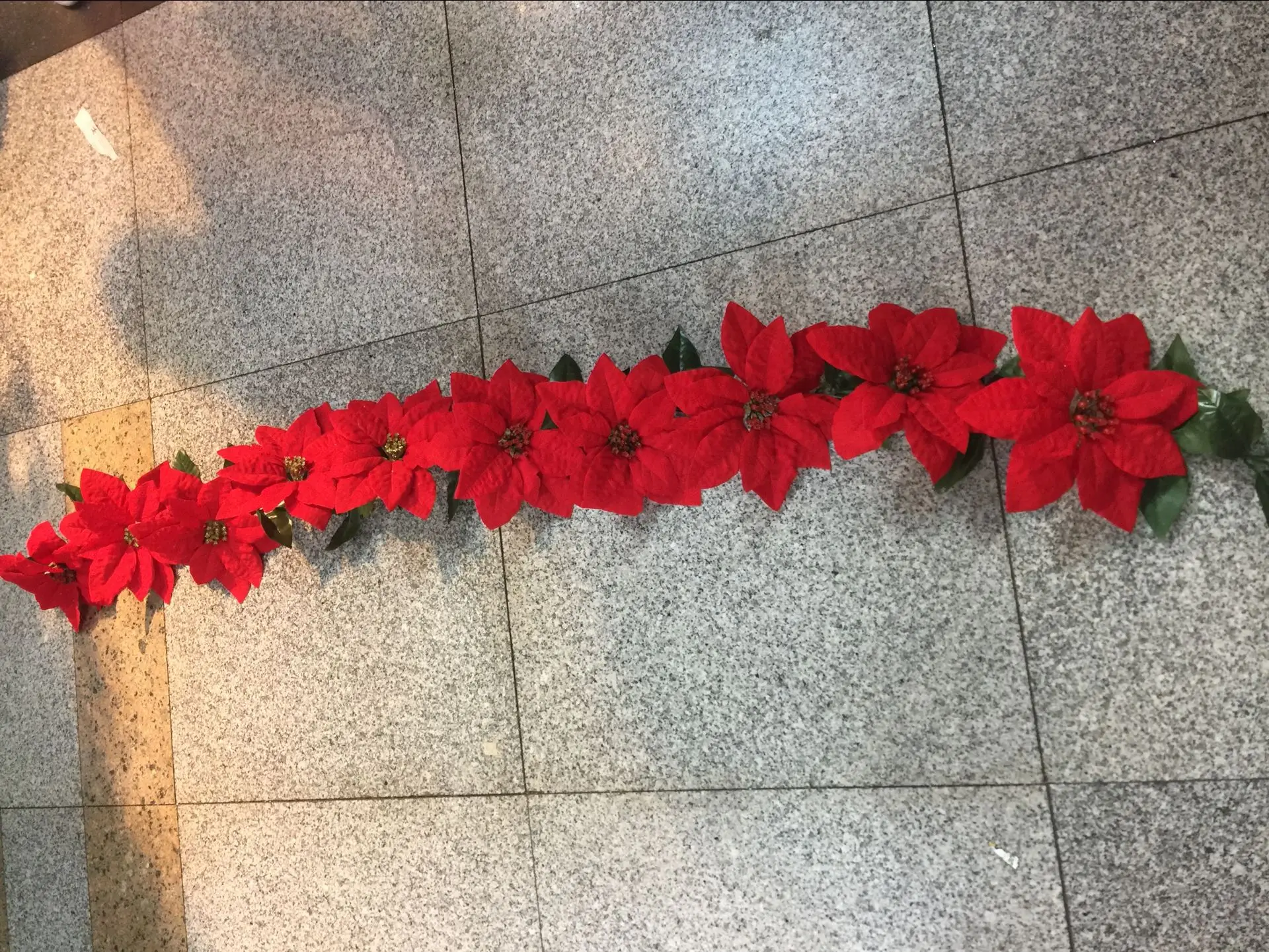 2m 10 Flowers Christmas Poinsettia Flowers Decorations Garland String Lights Xmas Tree Ornaments Christmas Home Decor