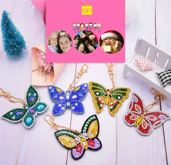 

Huacan 5D Diamond Embroidery Keyring butterfly DIY Diamond Painting Keychain Handmake Gifts