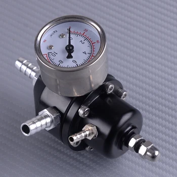 

DWCX Aluminum Car Adjustable Universal Fuel Pressure Regulator With 0-140 Psi Oil Gauge & Hose Kit Accessories Black