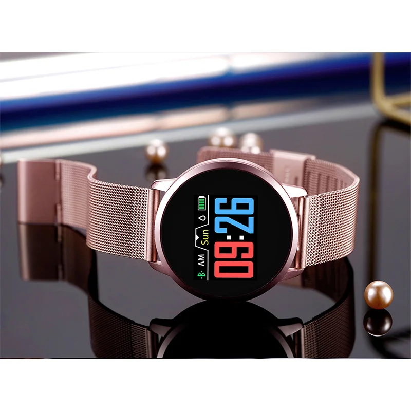 Смарт-браслет Q8 Smartwatch OLED цветной экран Женская мода Фитнес-трекер монитор сердечного ритма спортивные часы полностью совместимы