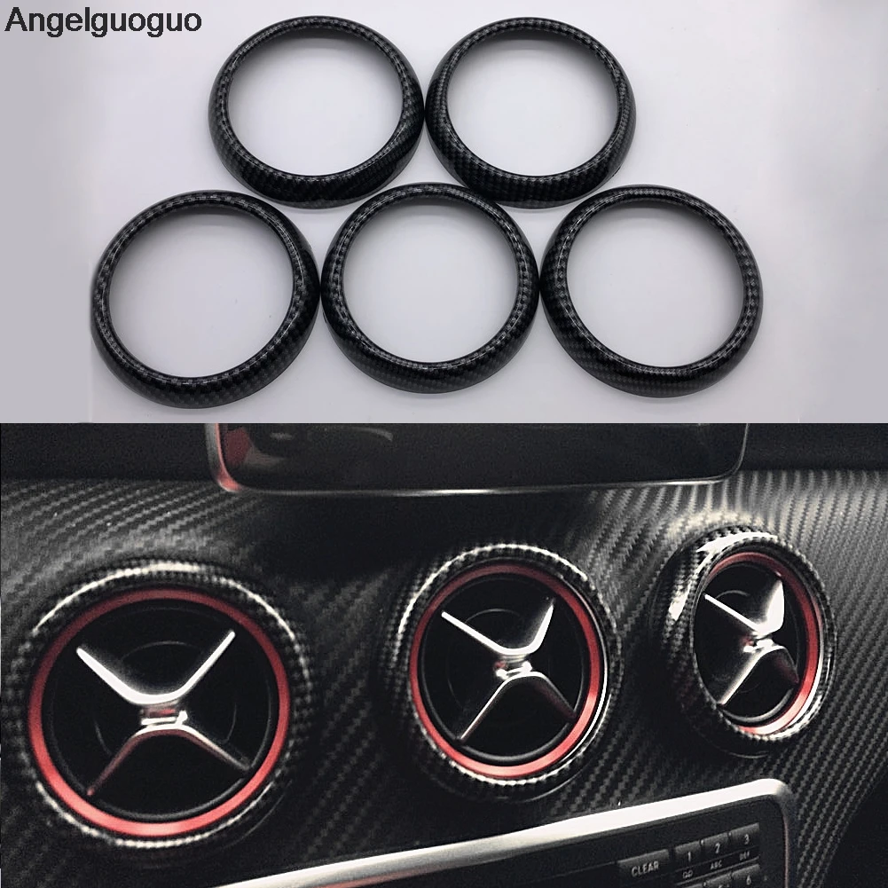 Carbon fiber style Air Condition Air Vent Outlet Ring Cover Trim Decoration for Mercedes Benz  GLA X156 CLA C117 class