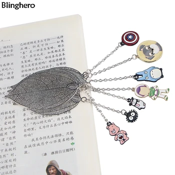 

10pcs/set Blinghero Leave Pendant Bookmark Stationery Bookmarks Clip Book Marker of Book Jewelry Friends Gift BH0491