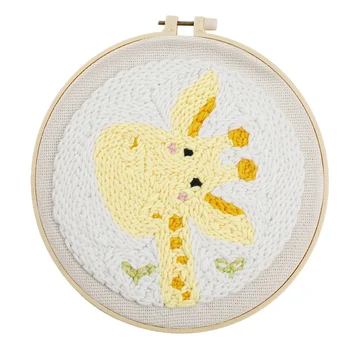 

DIY Knitting Wool Rug Hooking Kit Handcraft Woolen Embroidery Creative Gift with SKC Punch Needle 24cm Embroidery Frame -Giraffe